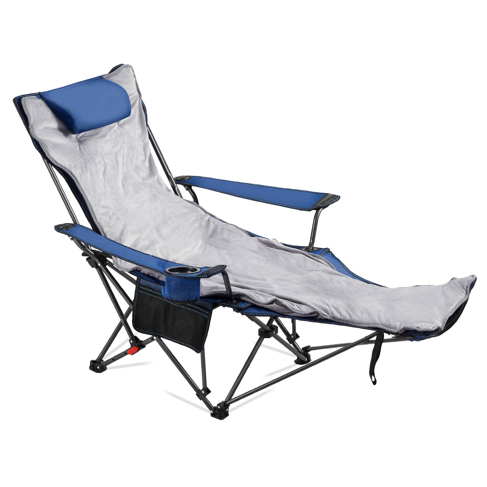 Vevor - VEVOR Chaise Camping Pliante Chaise Longue Inclinable Portable avec Coussin Bleu - Image 1