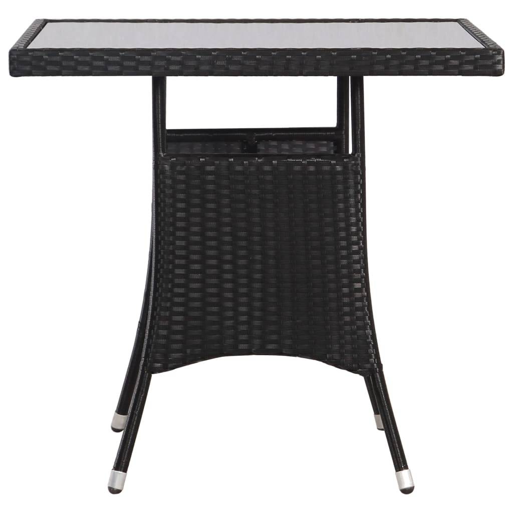 PANGIVO - Table de jardin noire résine tressée 80 x 80 x 74 cm avec verre trempé - PANGIVO - Image 3