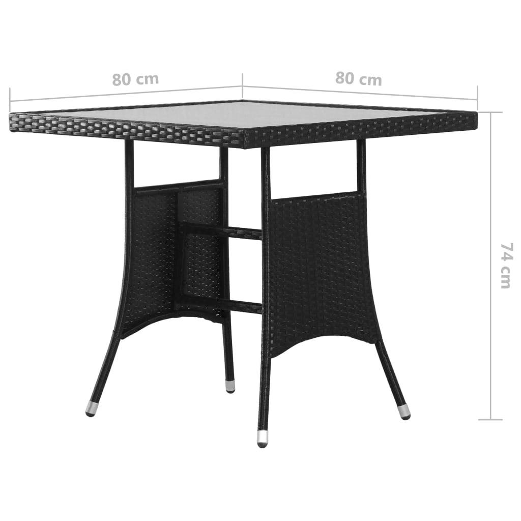 PANGIVO - Table de jardin noire résine tressée 80 x 80 x 74 cm avec verre trempé - PANGIVO - Image 6