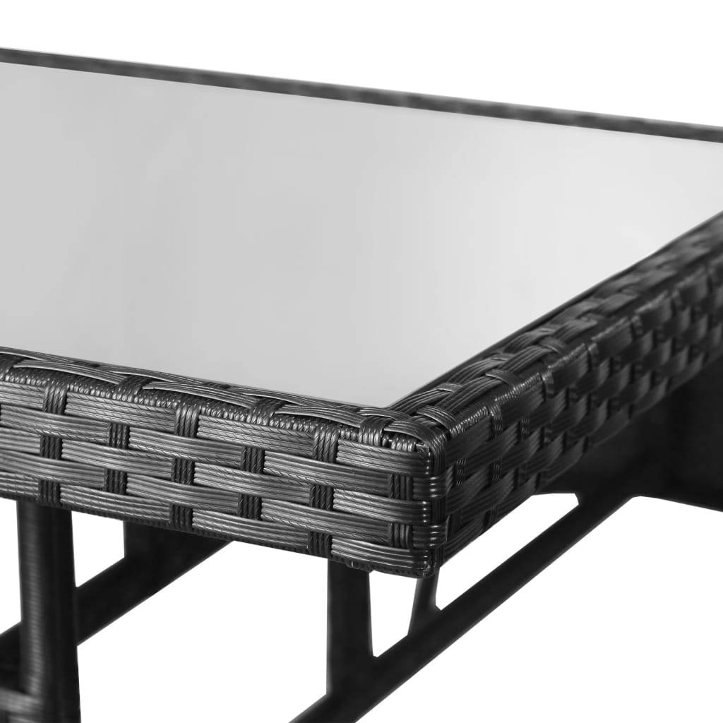 PANGIVO - Table de jardin noire résine tressée 80 x 80 x 74 cm avec verre trempé - PANGIVO - Image 4