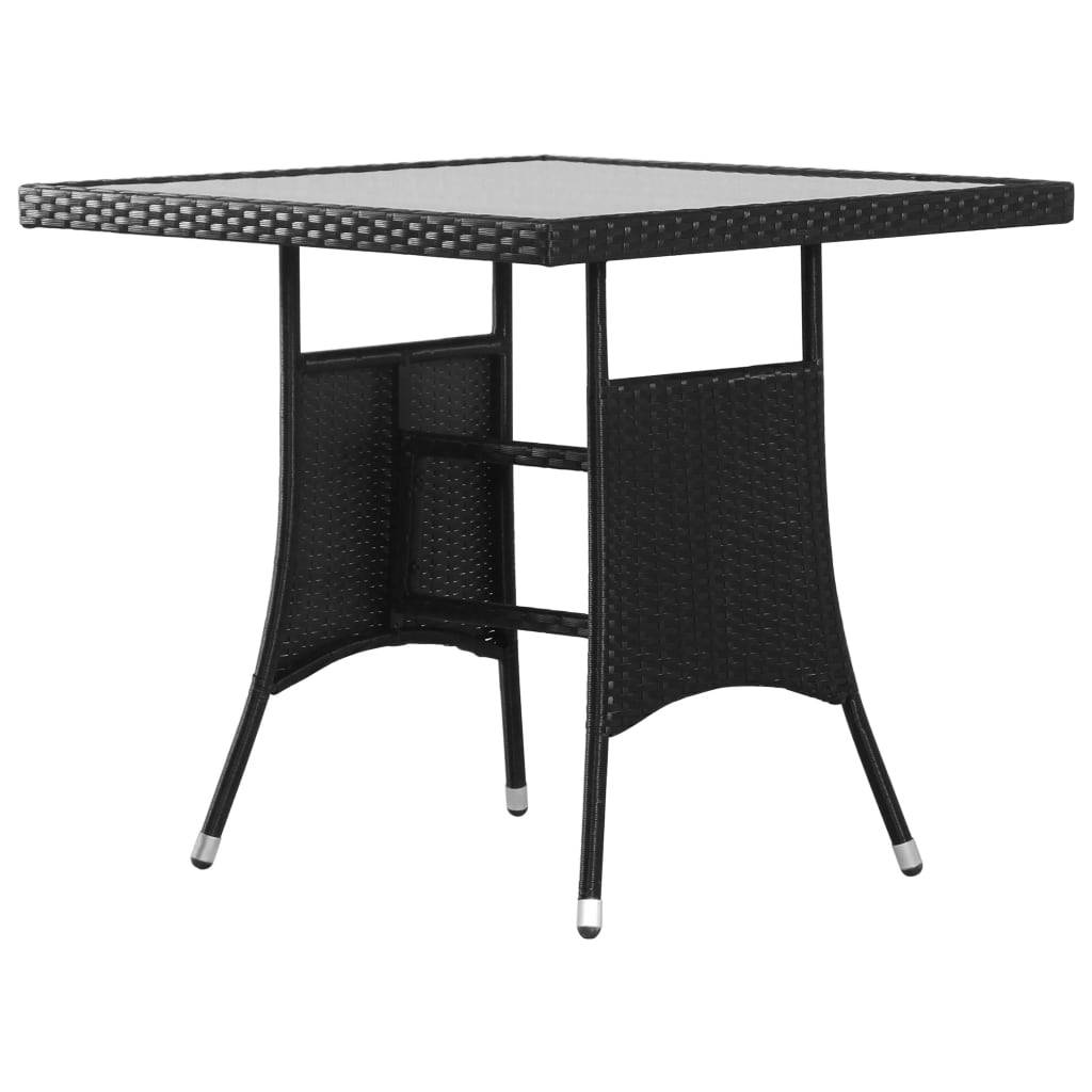 PANGIVO - Table de jardin noire résine tressée 80 x 80 x 74 cm avec verre trempé - PANGIVO - Image 1