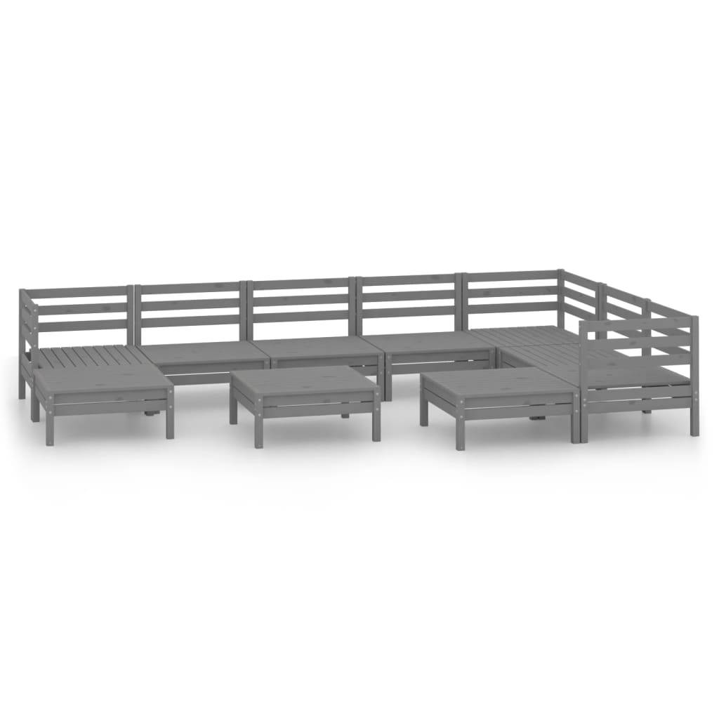 Helloshop26 - Salon de jardin meuble d'extérieur ensemble de mobilier 10 pièces bois de pin massif gris - Image 1
