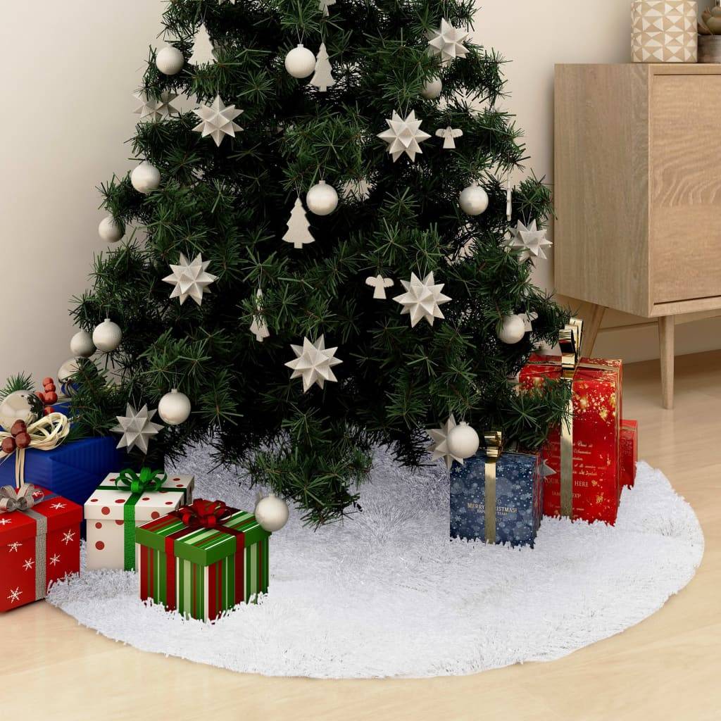 Jupe de sapin de Noël - Robe de sapin - Tapis de sapin Blanc 90 cm Fausse fourrure - Image 2