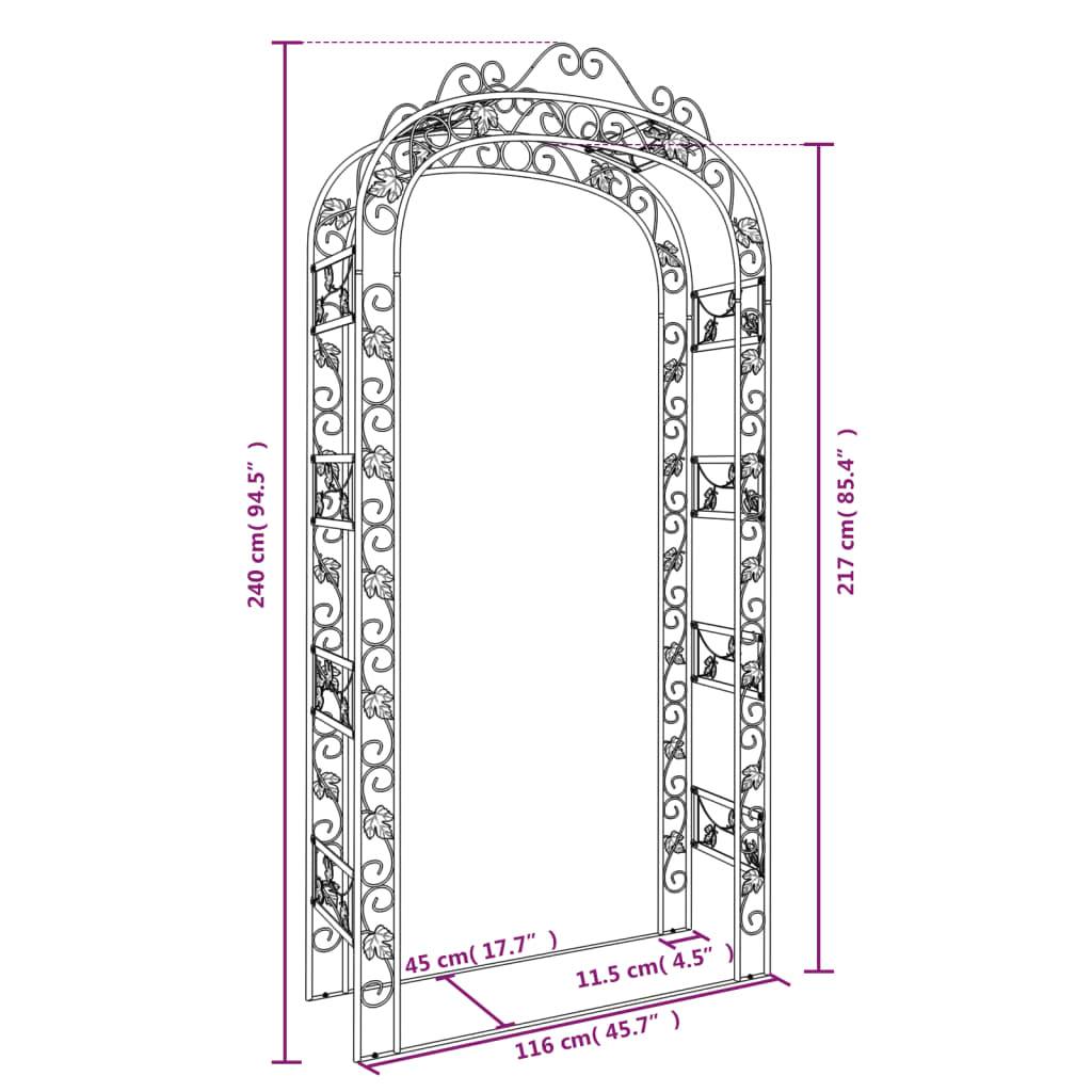Arche de jardin - Treillis de Jardin Noir 116x45x240 cm Acier - Image 6