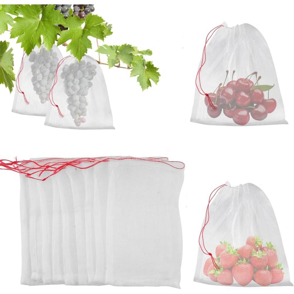 50 Sacs De Protection Raisins Fruits 15x20cm - Filet Anti-Insectes Réutilisable Vert