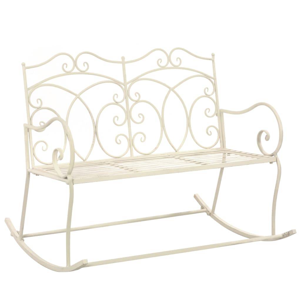 PANGIVO - Banc de jardin fer blanc antique 104 x 83 x 89 cm - PANGIVO