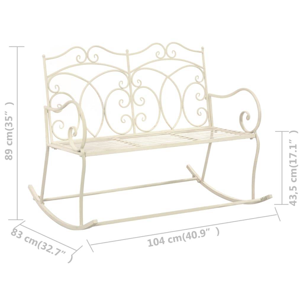 PANGIVO - Banc de jardin fer blanc antique 104 x 83 x 89 cm - PANGIVO - Image 6