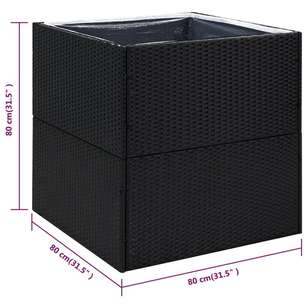 Jardinière - Bac à Fleurs - Pot De Fleurs Noir 80x80x80 cm Résine tressée - Image 6