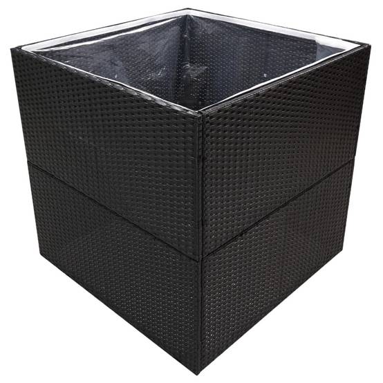 Jardinière - Bac à Fleurs - Pot De Fleurs Noir 80x80x80 cm Résine tressée - Image 3
