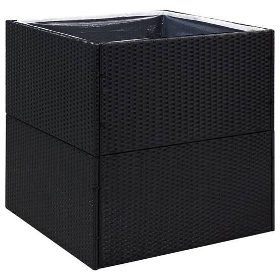Jardinière - Bac à Fleurs - Pot De Fleurs Noir 80x80x80 cm Résine tressée - Image 1