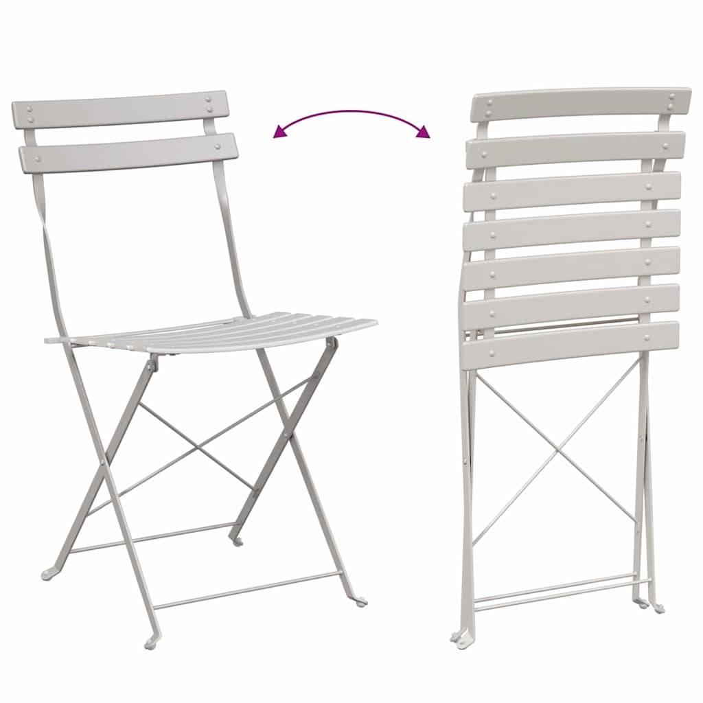 Vidaxl - Ensemble bistro pliant 3 pcs-Salons de jardin Beige Acier - Image 9