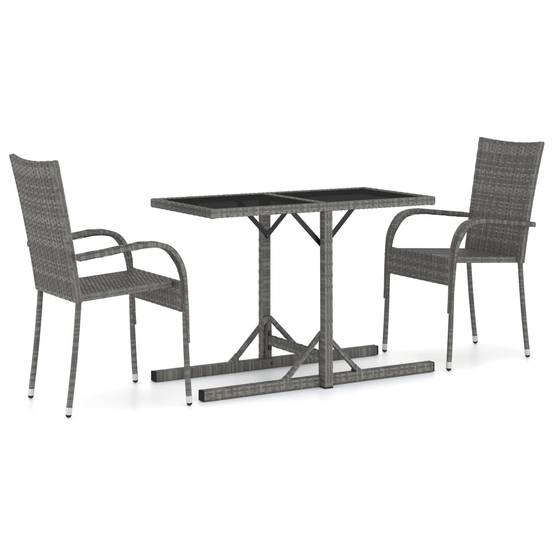 Ensemble à manger de jardin 3 pcs | Mobilier d'extérieur Gris Maison Chic - Image 1