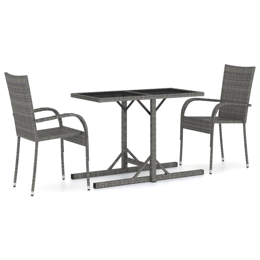 Ensemble à manger de jardin 3 pcs | Mobilier d'extérieur Gris Maison Chic