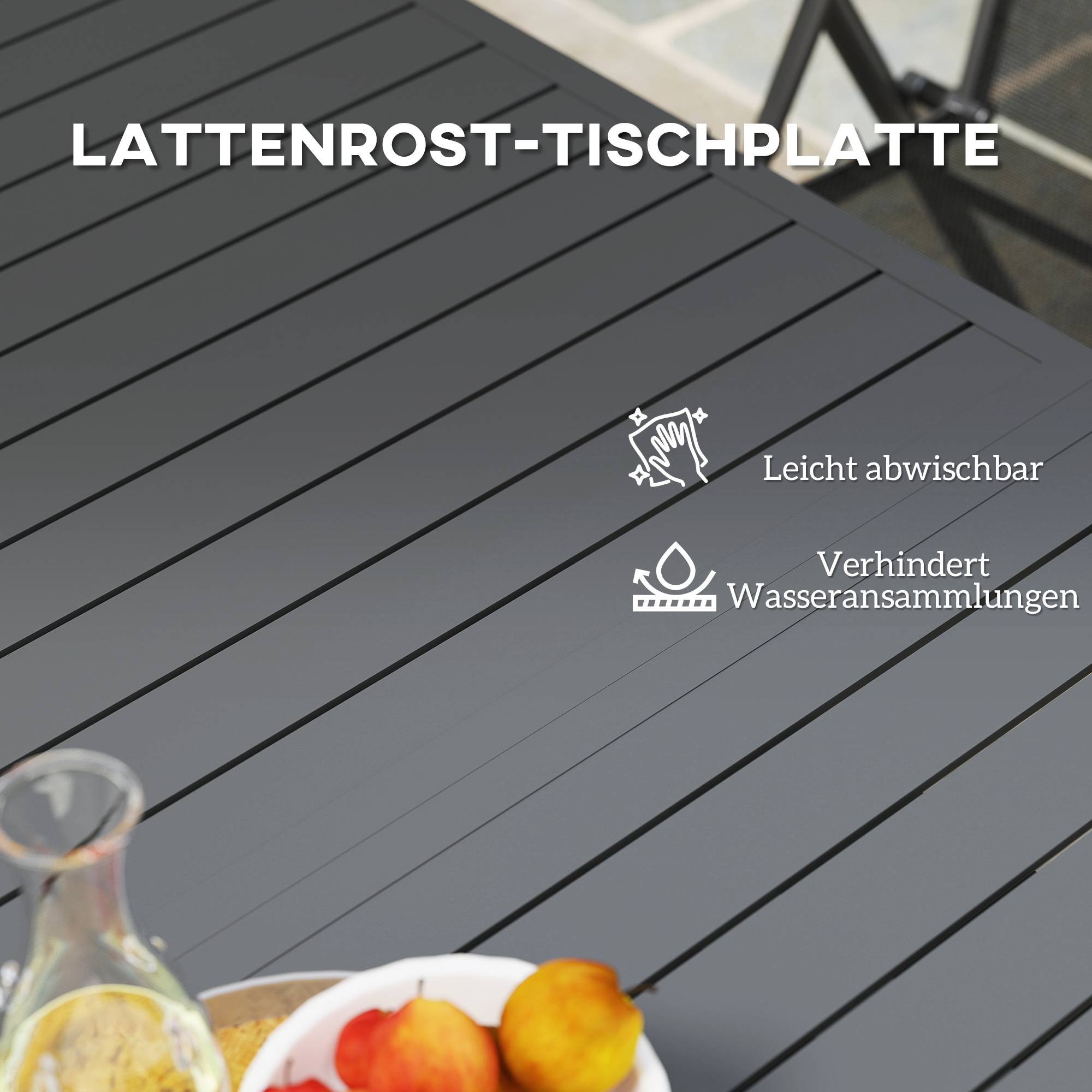 ComfortXL - Table de jardin extensible aluminium gris 160/220 x 90 cm pour 6 à 8 personnes - ComfortXL Outdoor Living - Image 9