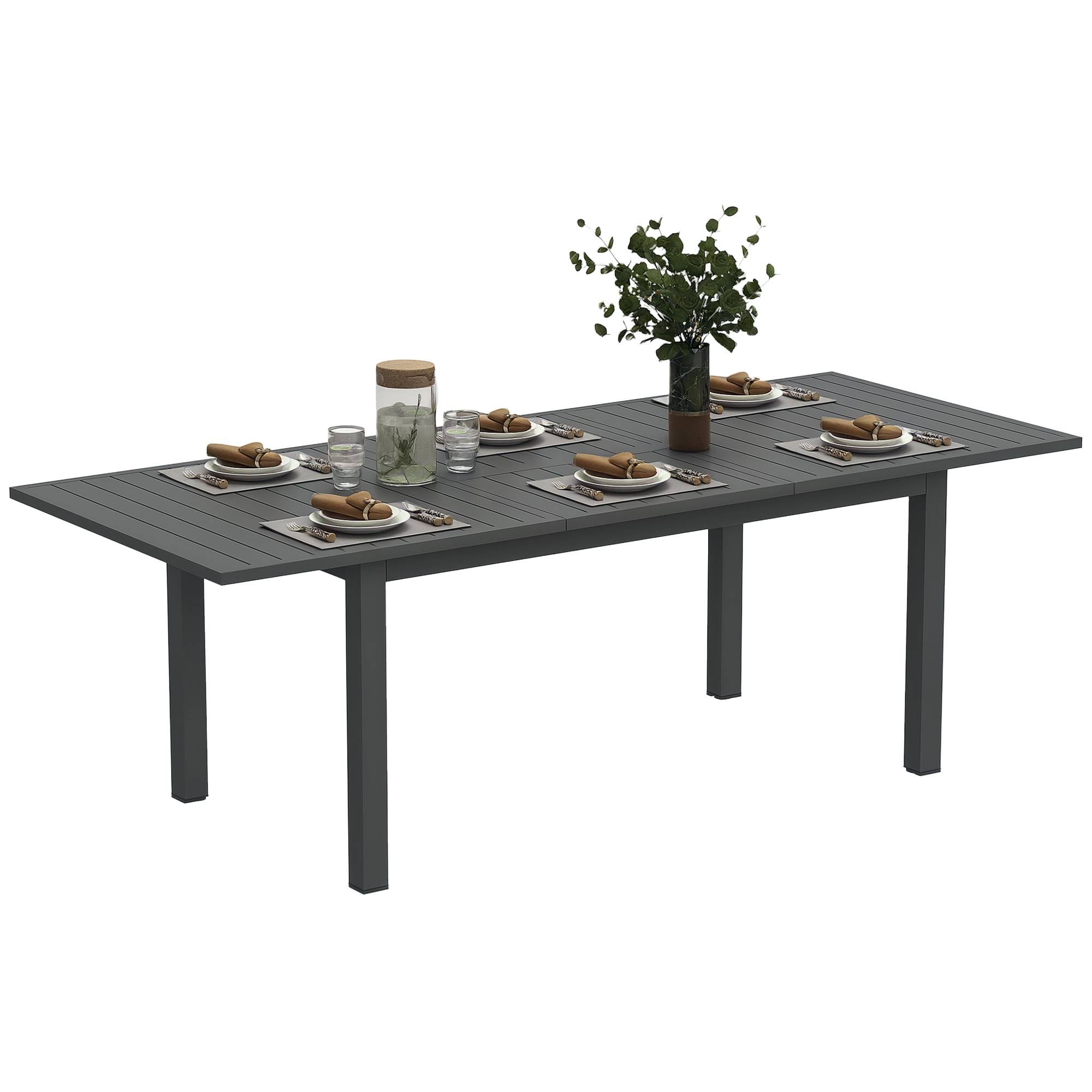 ComfortXL - Table de jardin extensible aluminium gris 160/220 x 90 cm pour 6 à 8 personnes - ComfortXL Outdoor Living - Image 1
