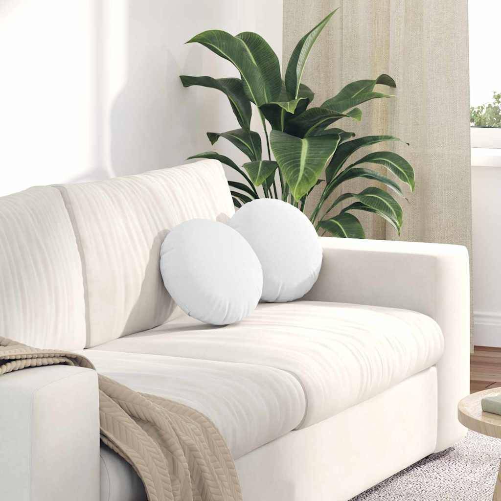 Coussins de siège 2 pcs Blanc Ø30 x 13 cm tissu Maison Chic - Image 2