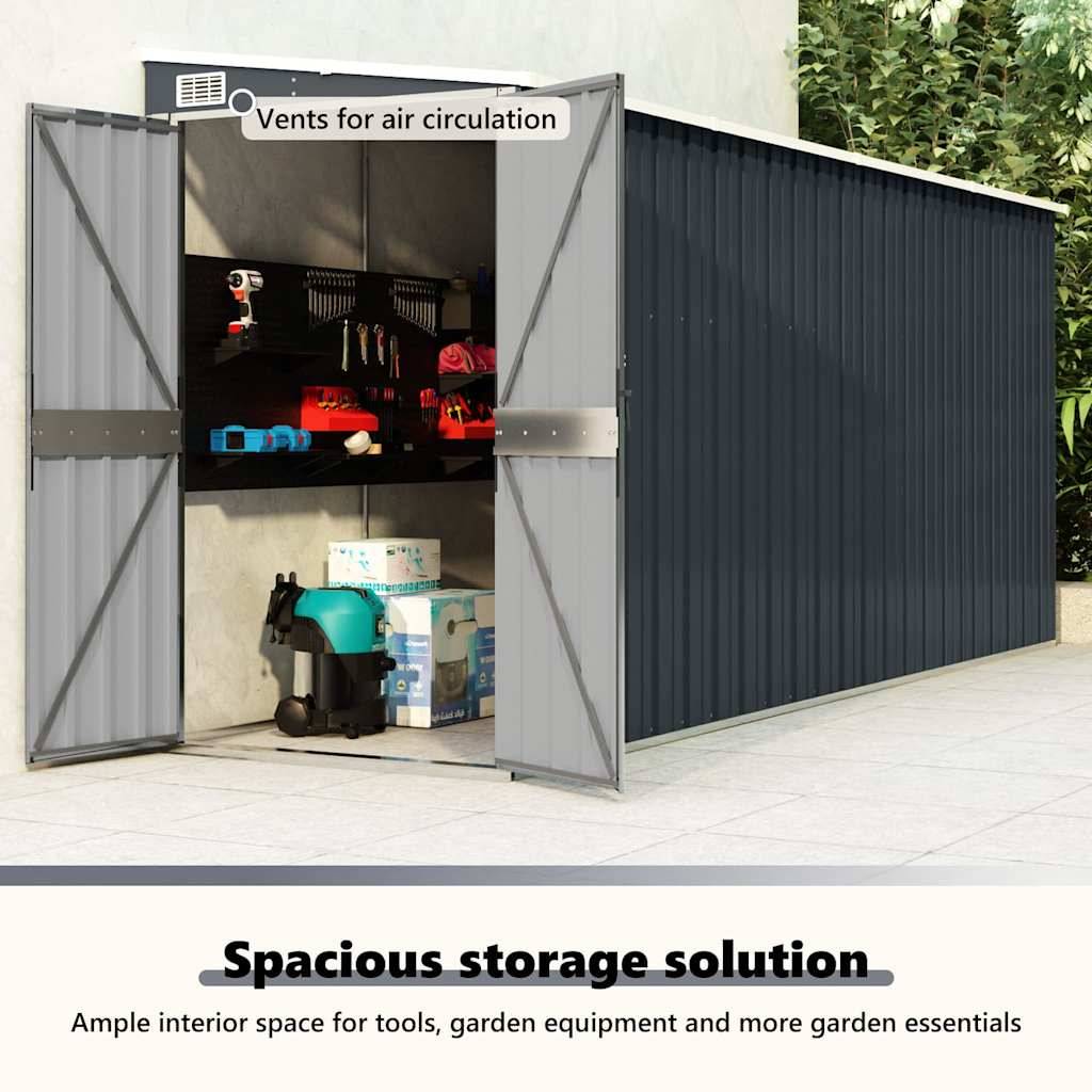 PANGIVO - Abri de jardin mural avec double porte - Acier galvanisé anthracite - 118x382x178 cm - Surface au sol 4,51m² - PANGIVO - Image 9