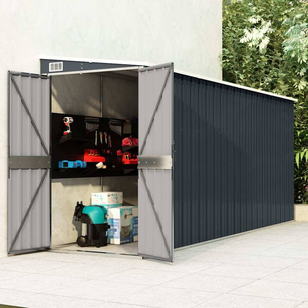 PANGIVO - Abri de jardin mural avec double porte - Acier galvanisé anthracite - 118x382x178 cm - Surface au sol 4,51m² - PANGIVO - Image 2