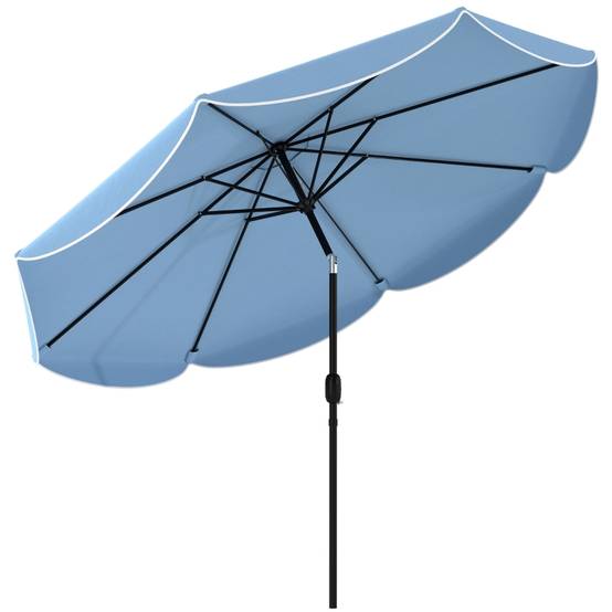 Parasol rond inclinable métal jardin et terrasse ouverture manivelle Ø265cm bleu ciel - ComfortXL Outdoor Living - Image 2