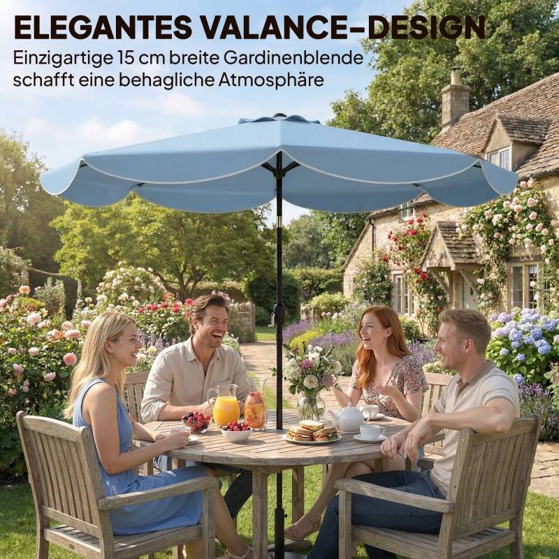 Parasol rond inclinable métal jardin et terrasse ouverture manivelle Ø265cm bleu ciel - ComfortXL Outdoor Living - Image 4