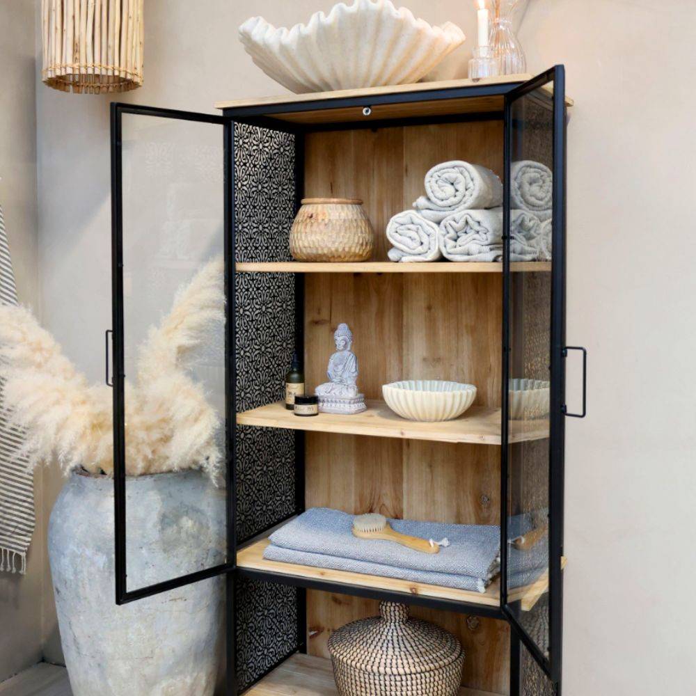 Chemin De Campagne - Armoire vitrine en bois et fer marron et noir 71 x 38.5 x 160 cm Chemin de campagne - Image 4