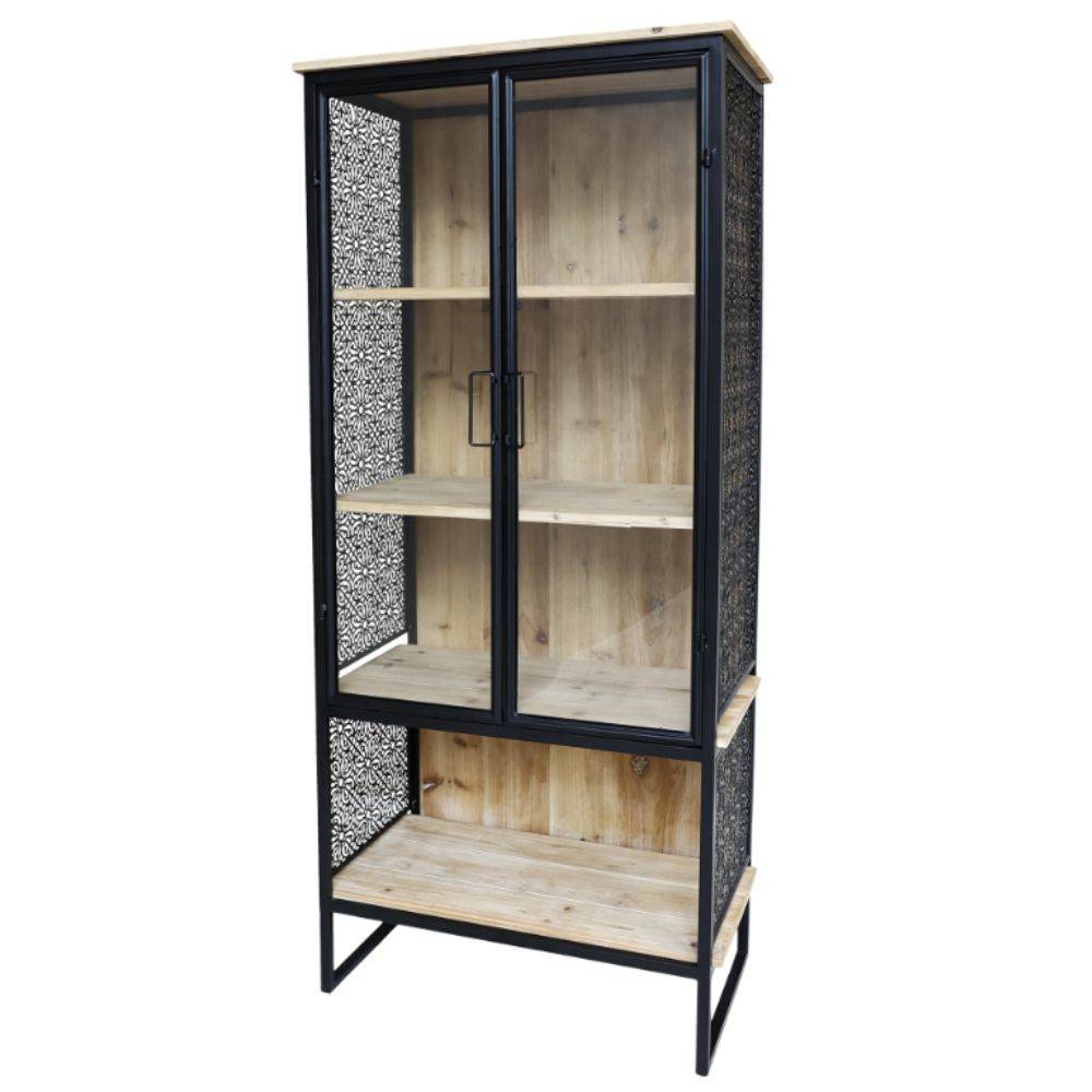 Chemin De Campagne - Armoire vitrine en bois et fer marron et noir 71 x 38.5 x 160 cm Chemin de campagne - Image 1