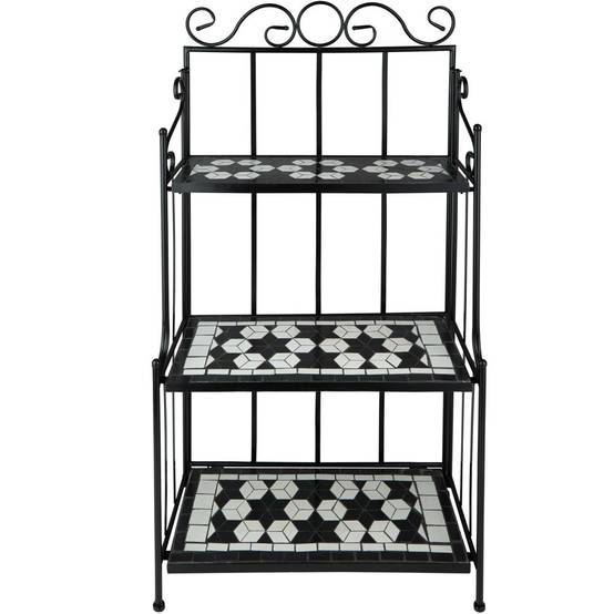 Étagère pour plantes mosaïque 3 niveaux 114 cm noir/blanc - Image 2