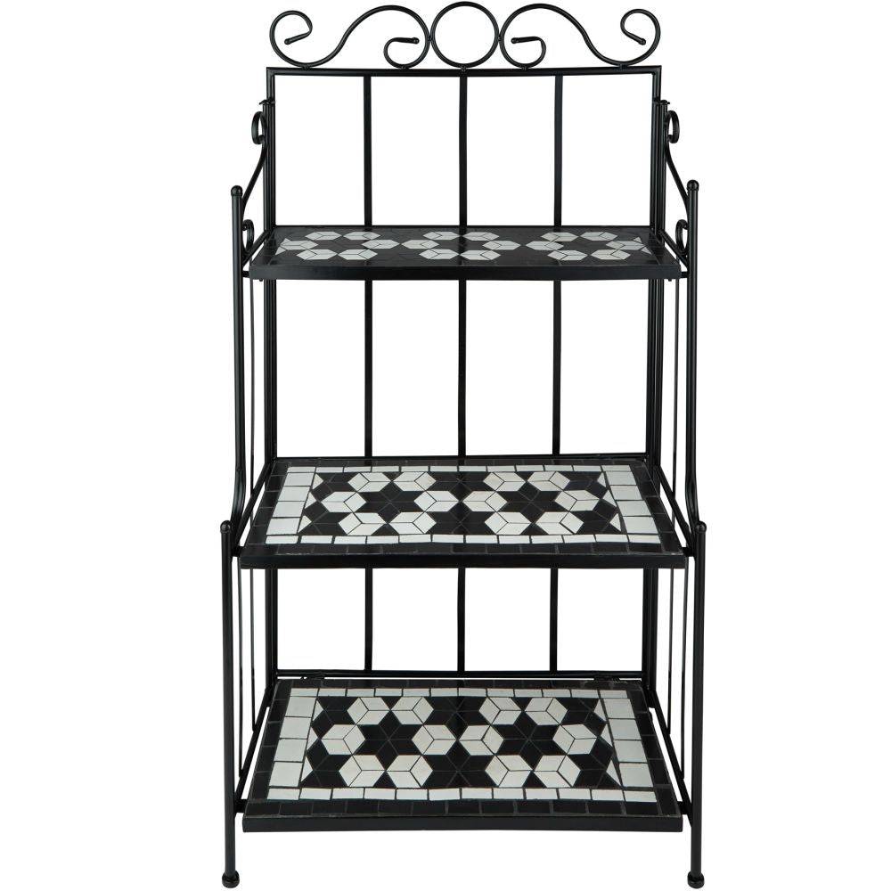 Étagère pour plantes mosaïque 3 niveaux 114 cm noir/blanc - Image 2