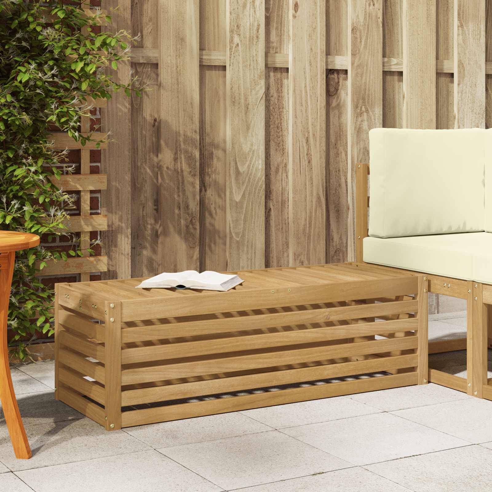 Vidaxl - Banc de Jardin Blanc 115 x 43 x 37 cm Bois d'Acacia Massif vidaXL 901691 - Image 1