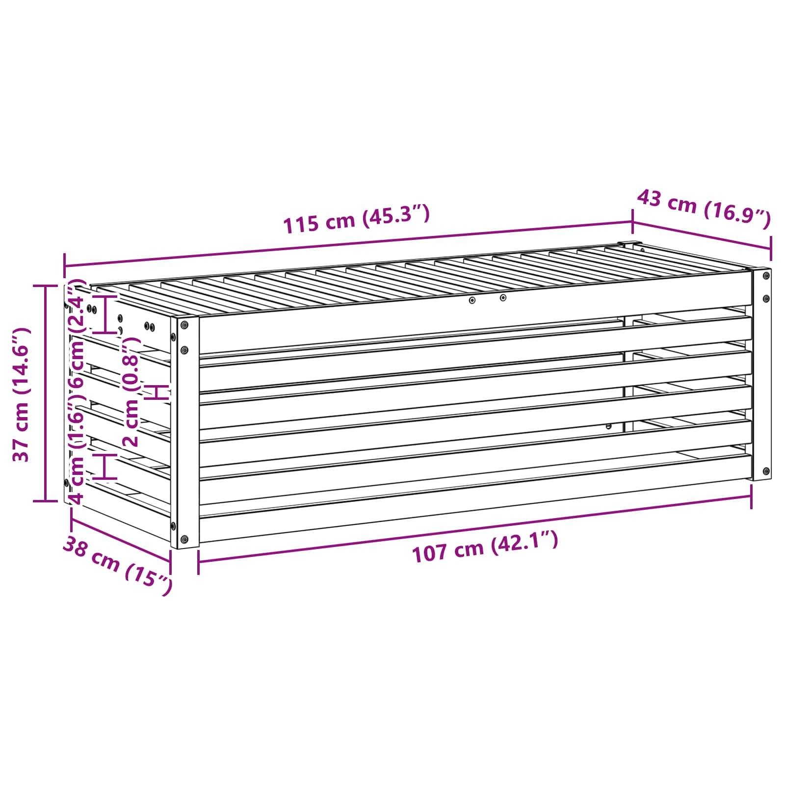 Vidaxl - Banc de Jardin Blanc 115 x 43 x 37 cm Bois d'Acacia Massif vidaXL 901691 - Image 3