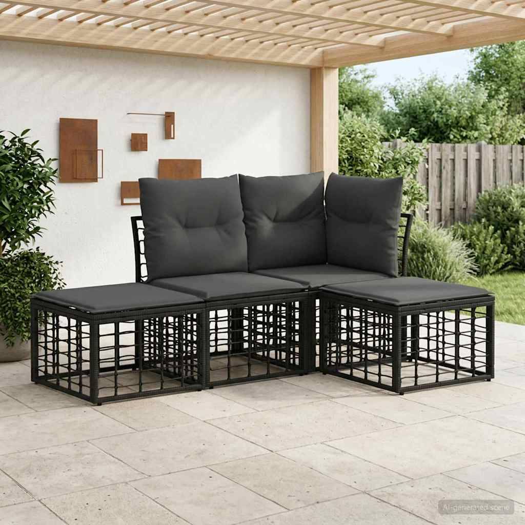 Vidaxl - Ensemble de canapés d'extérieur 4 place-Salons de jardin Noir Polyester 747742