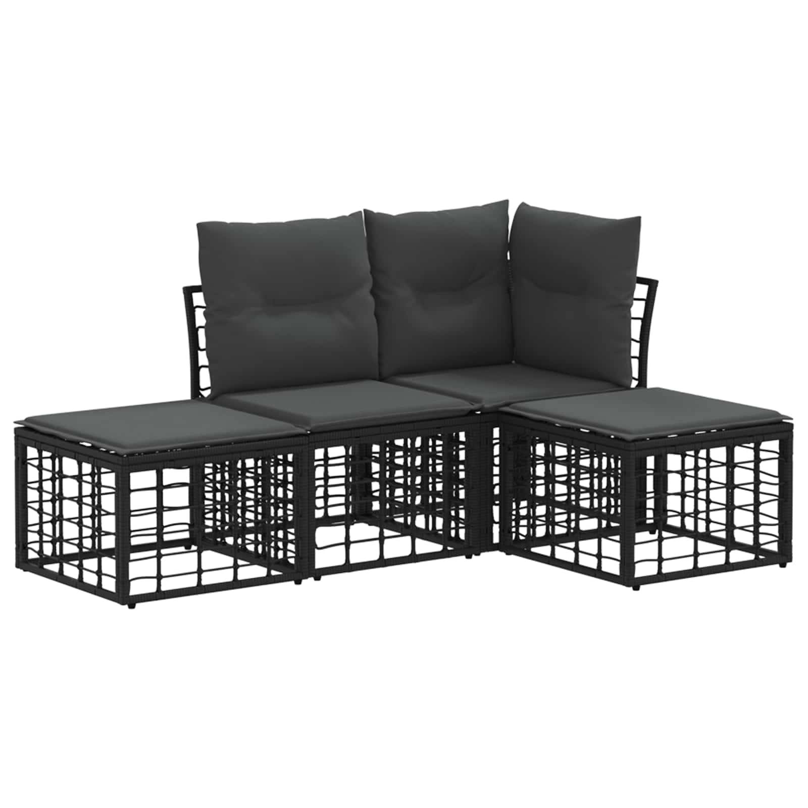 Vidaxl - Ensemble de canapés d'extérieur 4 place-Salons de jardin Noir Polyester 747742 - Image 2