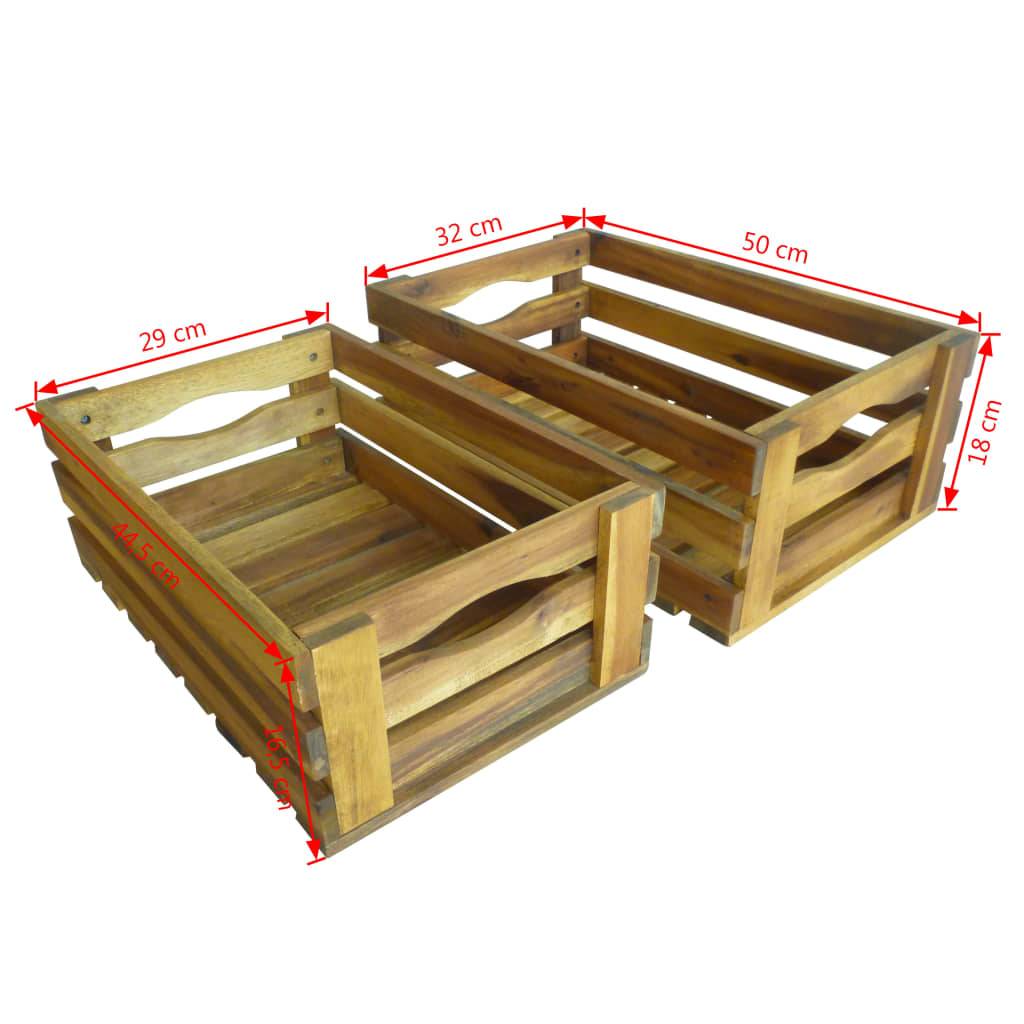 Vidaxl - Caisse à pommes 2 pcs Bois d'acacia massif vidaXL 43791 - Image 3