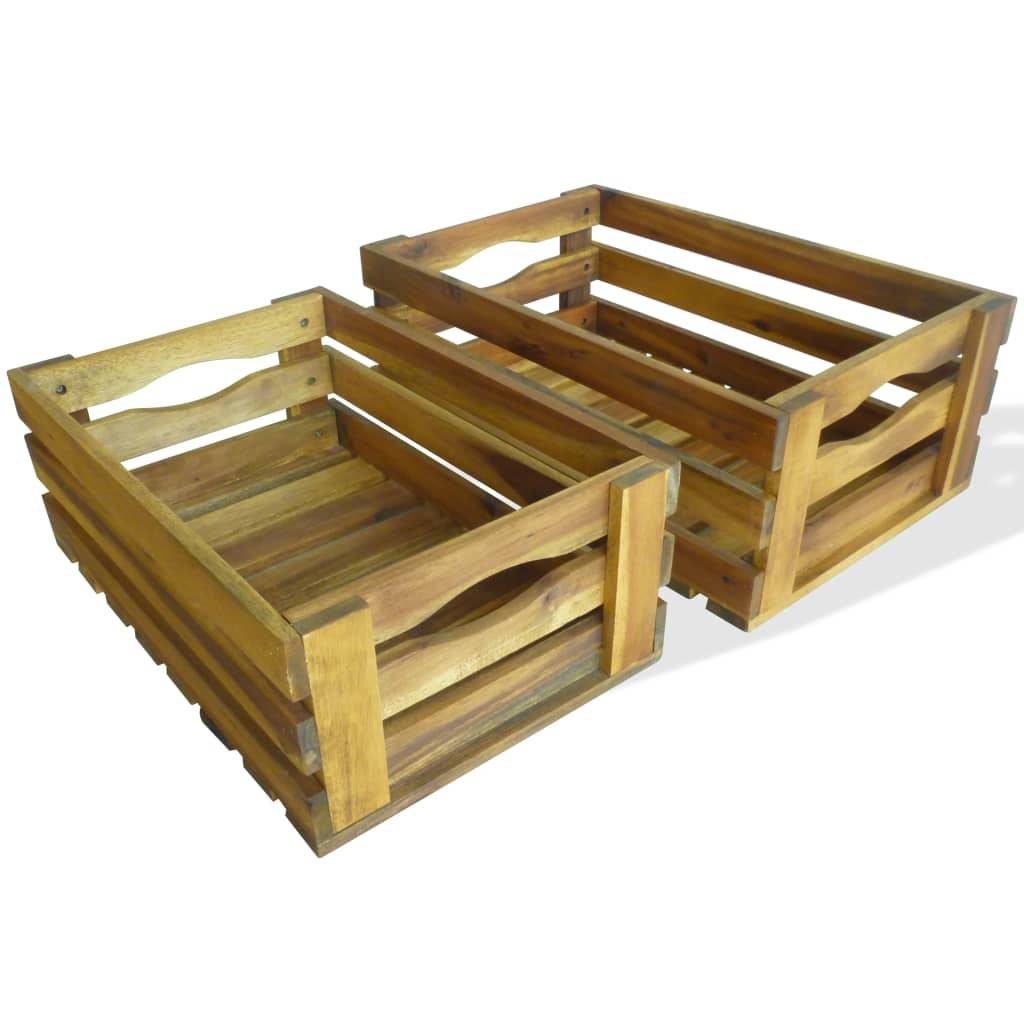 Vidaxl - Caisse à pommes 2 pcs Bois d'acacia massif vidaXL 43791 - Image 1