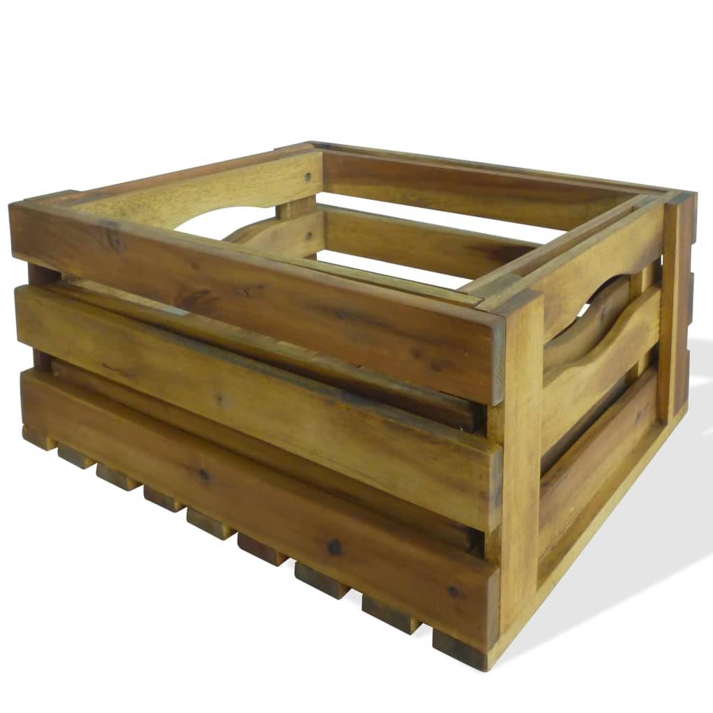 Vidaxl - Caisse à pommes 2 pcs Bois d'acacia massif vidaXL 43791 - Image 2