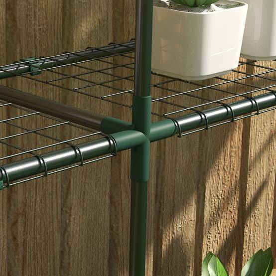 Porte-fleurs 3 niveaux, étagère plantes serres, remises, garages, 222x30x114 cm, vert foncé - Image 10