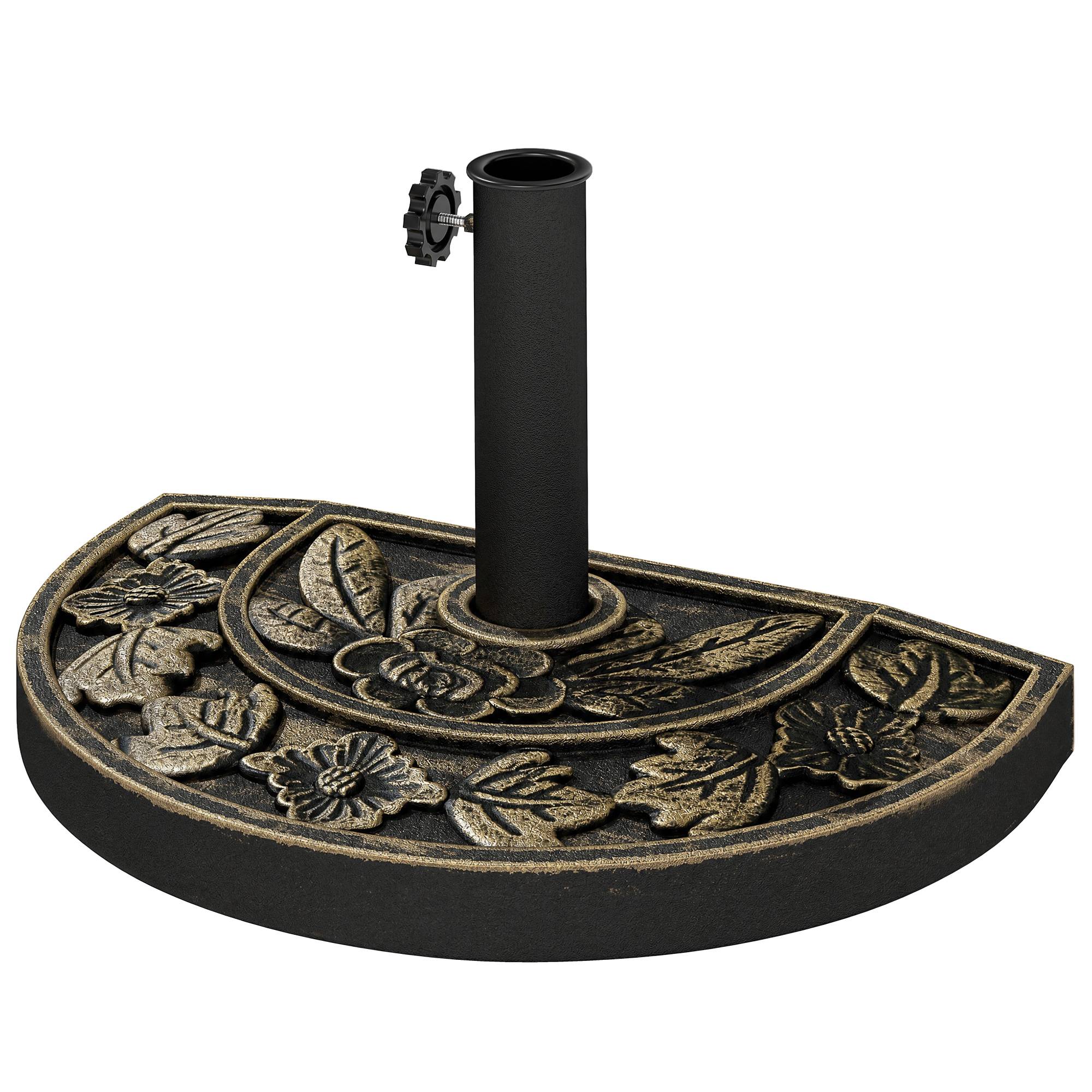 Support parasol 9 kg semi-circulaire, mat Ø3,8 cm et Ø4,8 cm, 50x31x32 cm, bronze - Image 2
