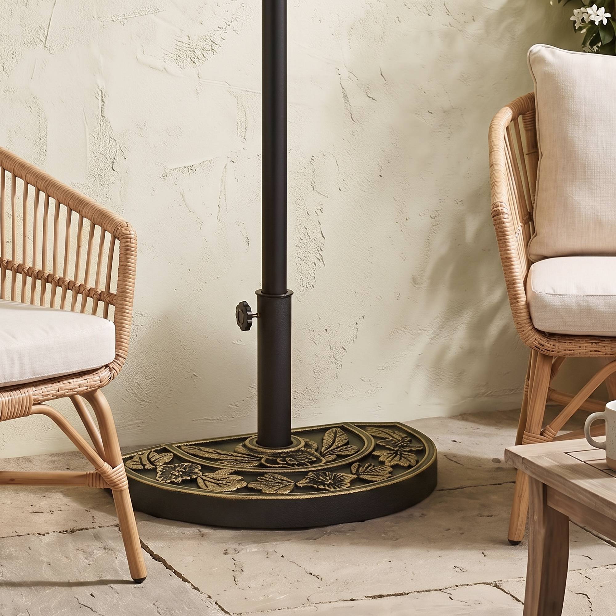 Support parasol 9 kg semi-circulaire, mat Ø3,8 cm et Ø4,8 cm, 50x31x32 cm, bronze - Image 3