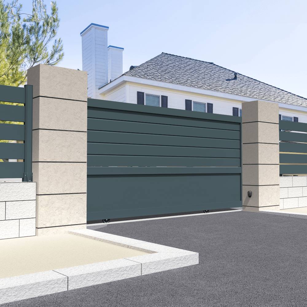 Intersun - Portail coulissant mixte L 3000 x H 1564 mm (Gris Anthracite) - INTERSUN - Image 2