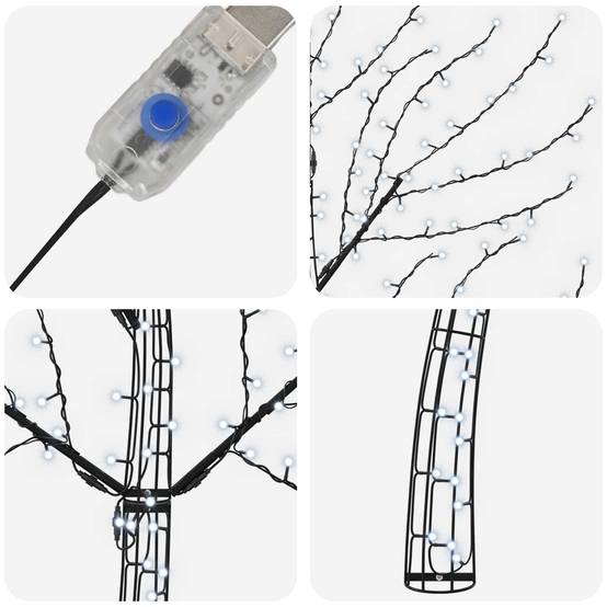 Vidaxl - Sapin de Noël mural à LED 180 cm 200 LED Blanc froid Acier Noir vidaXL 42050791 - Image 6