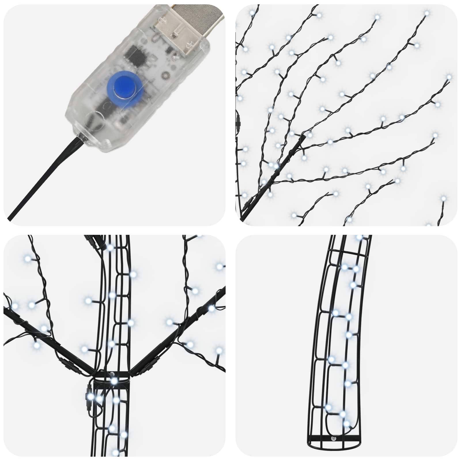 Vidaxl - Sapin de Noël mural à LED 180 cm 200 LED Blanc froid Acier Noir vidaXL 42050791 - Image 6