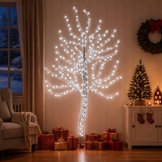 Vidaxl - Sapin de Noël mural à LED 180 cm 200 LED Blanc froid Acier Noir vidaXL 42050791 - Image 4