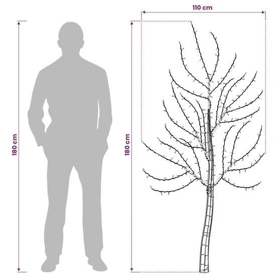 Vidaxl - Sapin de Noël mural à LED 180 cm 200 LED Blanc froid Acier Noir vidaXL 42050791 - Image 3