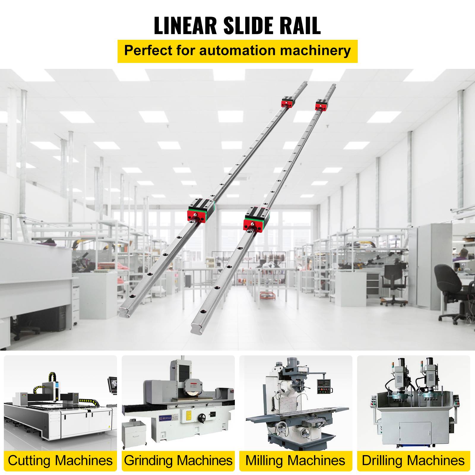 VEVOR Mini rails linéaires HSR15X1500 (2 rails + 4 blocs) 1500mm, pour routeur/rectifieuse CNC machines industrielles. - Image 2