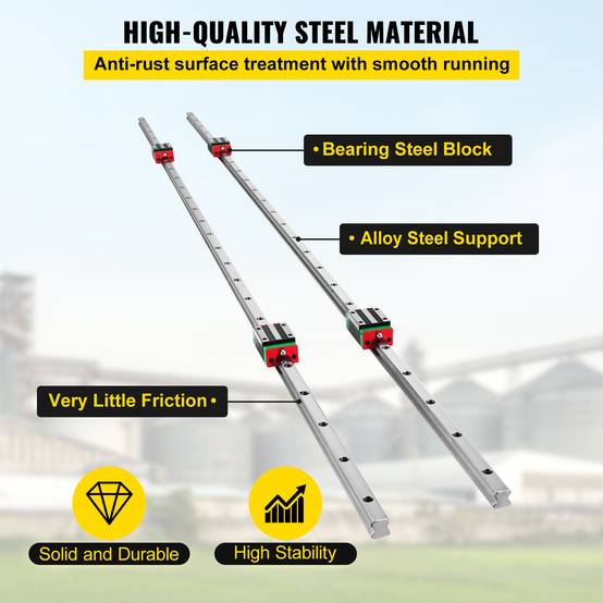 VEVOR Mini rails linéaires HSR15X1500 (2 rails + 4 blocs) 1500mm, pour routeur/rectifieuse CNC machines industrielles. - Image 3
