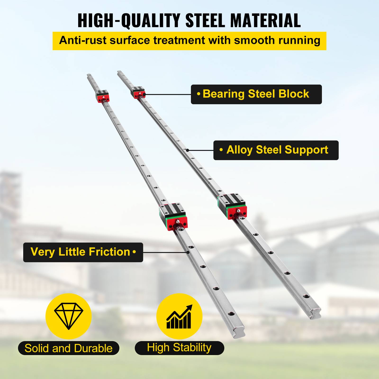 VEVOR Mini rails linéaires HSR15X1500 (2 rails + 4 blocs) 1500mm, pour routeur/rectifieuse CNC machines industrielles. - Image 3