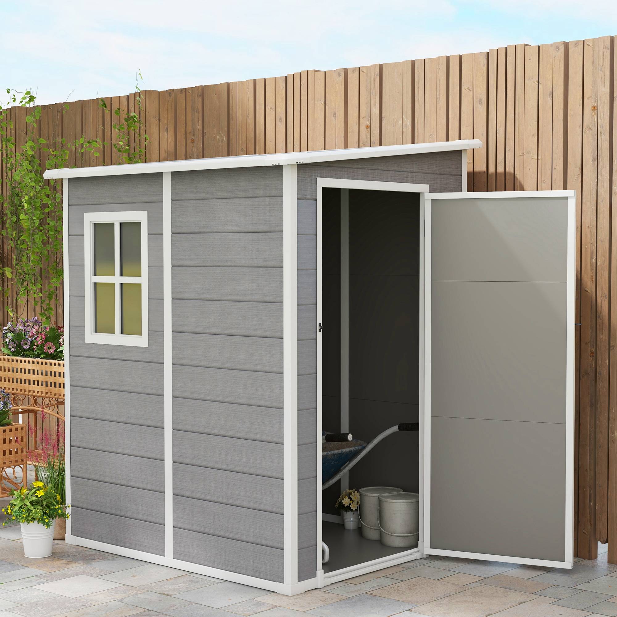 ComfortXL - Abri de jardin aluminium et plastique gris 122 x 149 x 192/177 cm rangement sécurisé - ComfortXL Outdoor Living - Image 2