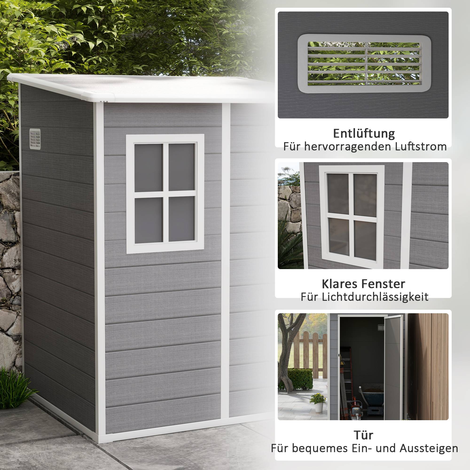 ComfortXL - Abri de jardin aluminium et plastique gris 122 x 149 x 192/177 cm rangement sécurisé - ComfortXL Outdoor Living - Image 5