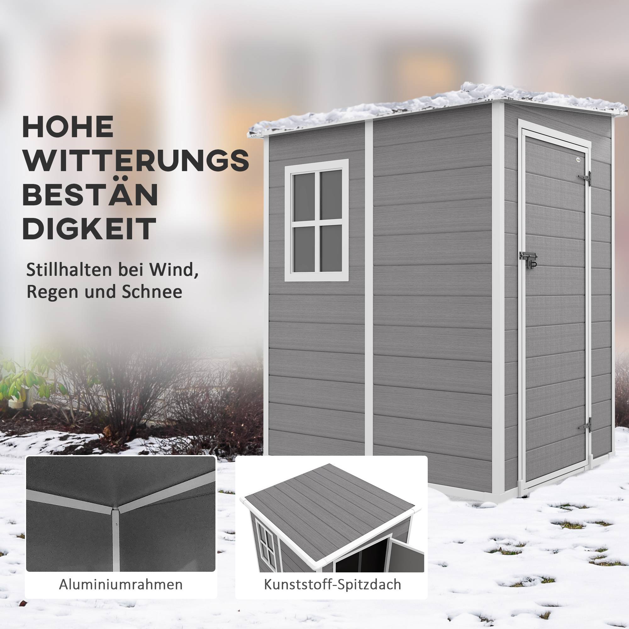 ComfortXL - Abri de jardin aluminium et plastique gris 122 x 149 x 192/177 cm rangement sécurisé - ComfortXL Outdoor Living - Image 4