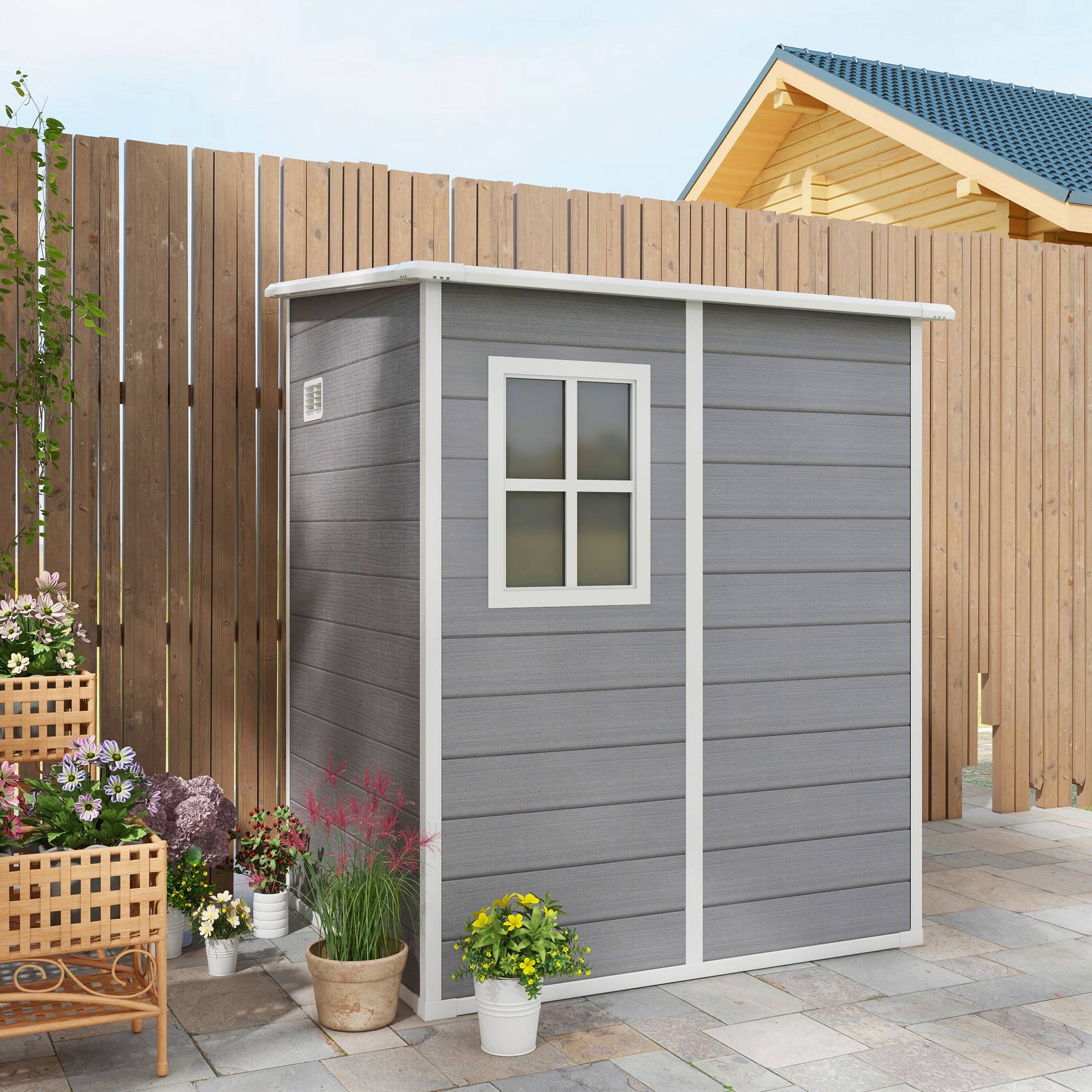 ComfortXL - Abri de jardin aluminium et plastique gris 122 x 149 x 192/177 cm rangement sécurisé - ComfortXL Outdoor Living - Image 7